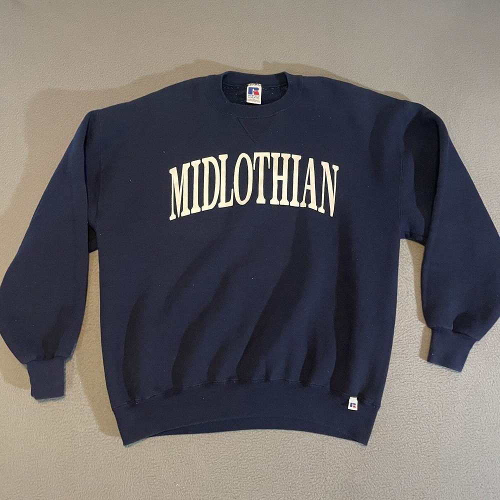 Vintage Champion Midlothian Sweatshirt Men's Size XL Long Sleeve Navy Crew Neck